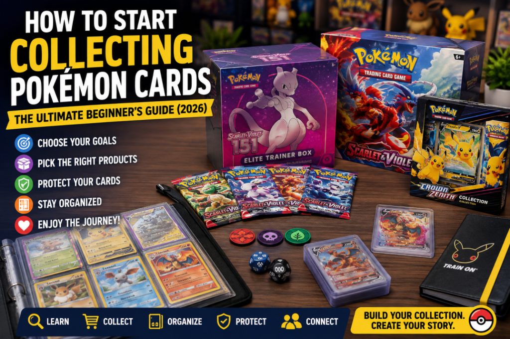 Beginner opening Pokémon booster packs while organizing cards into protective sleeves and a binder.